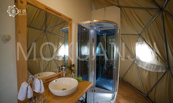 how to get a bathroom in a glamping tent