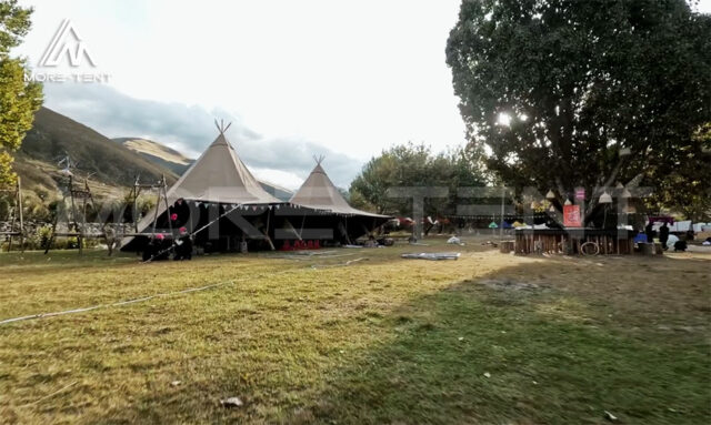 Durable tipi tents for outdoor festivals