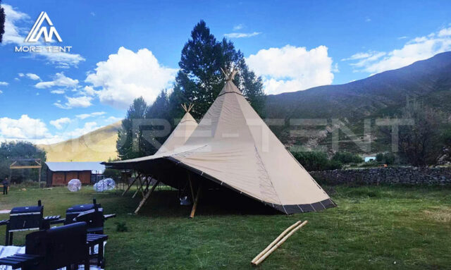 Large tipi tents for group camping at festivals